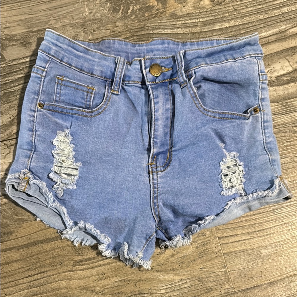 SHEIN Denim Blue Distressed Women's Shorts